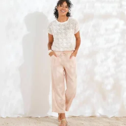 Pantacourt large, viscose et lin