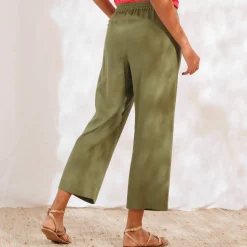 Pantacourt large, viscose et lin