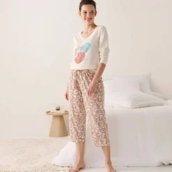 Pantacourt pyjama coton imprimé 