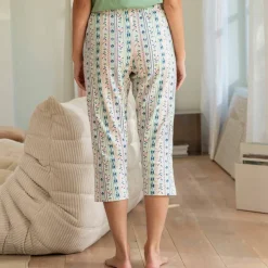 Pantacourt pyjama imprimé minimaliste fleuri