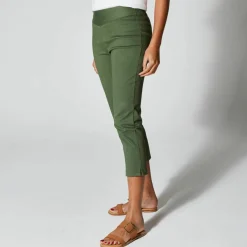 Pantacourt toile stretch, effet ventre plat