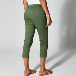 Pantacourt toile stretch, effet ventre plat