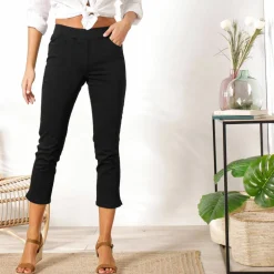 Pantacourt toile taille élastiquée