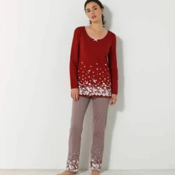 Pantalon base fleurie, jersey coton