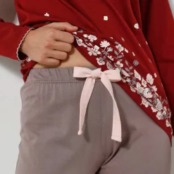 Pantalon base fleurie, jersey coton