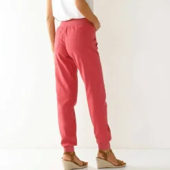 Pantalon blousant taille élastiquée, lin coton
