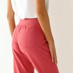 Pantalon blousant taille élastiquée, lin coton