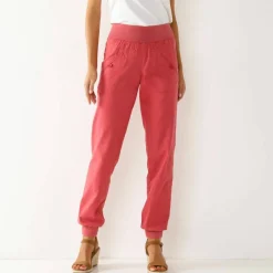 Pantalon blousant taille élastiquée, lin coton