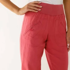 Pantalon blousant taille élastiquée, lin coton