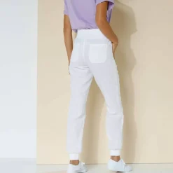Pantalon blousant taille élastiquée, lin coton
