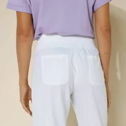 Pantalon blousant taille élastiquée, lin coton
