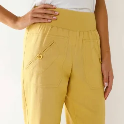 Pantalon blousant taille élastiquée, lin coton