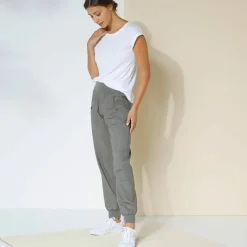 Pantalon blousant taille élastiquée, lin coton