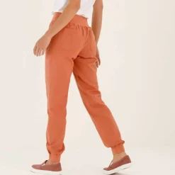Pantalon blousant taille élastiquée, lin coton