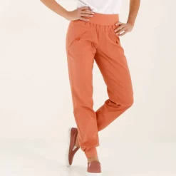 Pantalon blousant taille élastiquée, lin coton