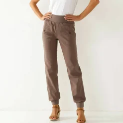 Pantalon blousant taille élastiquée, lin coton