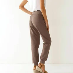 Pantalon blousant taille élastiquée, lin coton