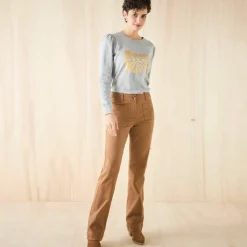 Pantalon bootcut, poches plaquées