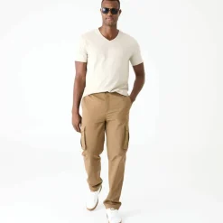 Pantalon cargo en toile ripstop ceinture élastiquée côtés