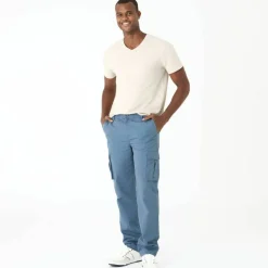 Pantalon cargo en toile ripstop ceinture élastiquée côtés