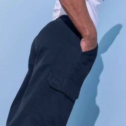 Pantalon cargo gabardine élastiqué