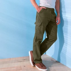 Pantalon cargo gabardine élastiqué