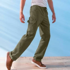 Pantalon cargo gabardine élastiqué