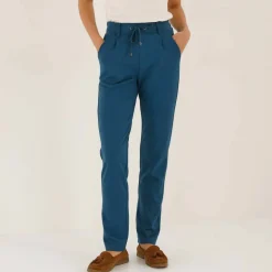 Pantalon chino uni, maille milano