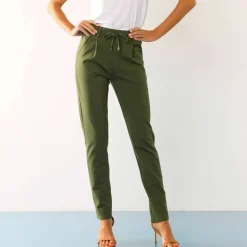 Pantalon chino uni, maille milano
