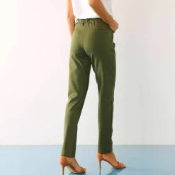 Pantalon chino uni, maille milano
