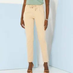 Pantalon chino uni, maille milano