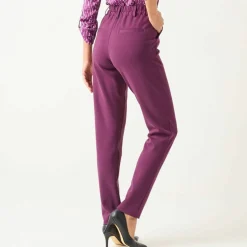 Pantalon chino uni, maille milano