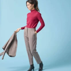 Pantalon cigarette imprimé carreaux, Spécial Petites
