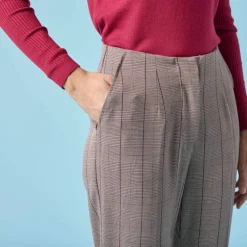Pantalon cigarette imprimé carreaux, Spécial Petites