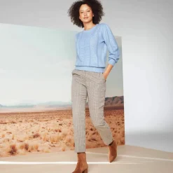 Pantalon cigarette 7/8ème, imprimé pied-de-poule