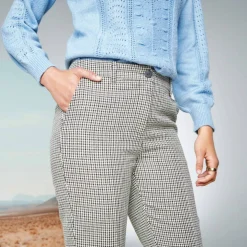 Pantalon cigarette 7/8ème, imprimé pied-de-poule