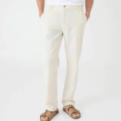 Pantalon coton lin ceinture 3/4 élastiquée
