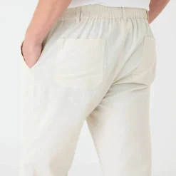 Pantalon coton lin ceinture 3/4 élastiquée
