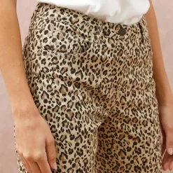Pantalon coupe droite imprimé léopard