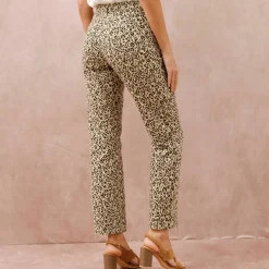 Pantalon coupe droite imprimé léopard