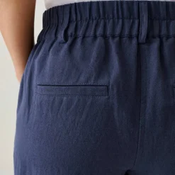 Pantalon coupe mom coton-lin uni