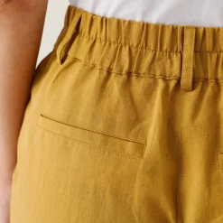 Pantalon coupe mom coton-lin uni