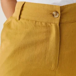 Pantalon coupe mom coton-lin uni