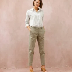 Pantalon coupe mom taille haute, stretch