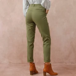 Pantalon coupe mom taille haute, stretch
