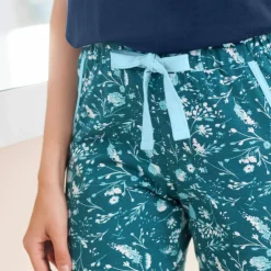 Pantalon de pyjama – fleuri émeraude