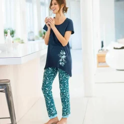 Pantalon de pyjama – fleuri émeraude