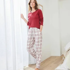 Pantalon de pyjama tissé teint carreaux