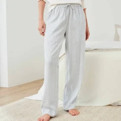 Pantalon de pyjama tissé teint rayures