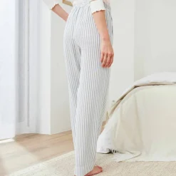 Pantalon de pyjama tissé teint rayures